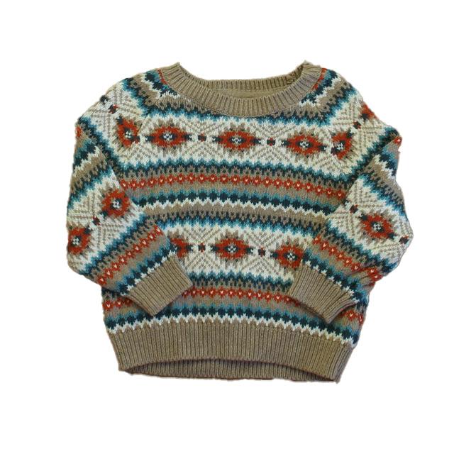 Janie and Jack Boys Beige | Blue | Orange Sweater Size: 12-18 Months