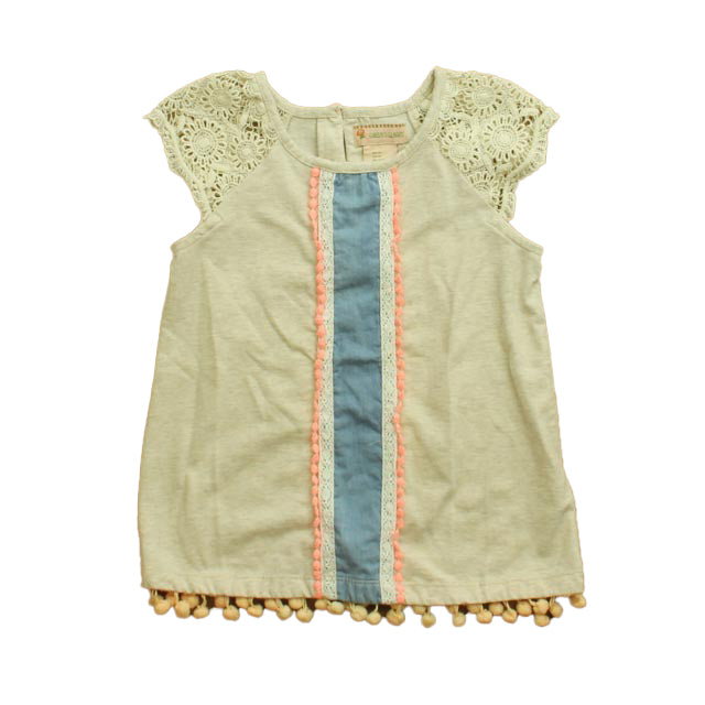 Jillian's Closet Girls Beige | Blue Short Sleeve Shirt Size: 4T