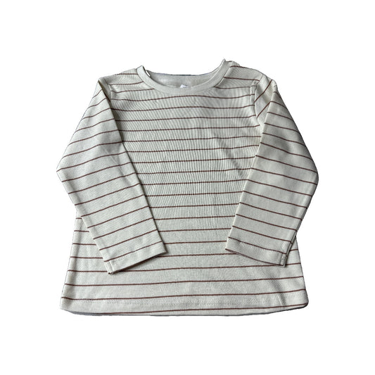 Colored Organics Boys Beige | Brown | Striped Long Sleeve Shirt Size: 3T Beige | Brown | Striped