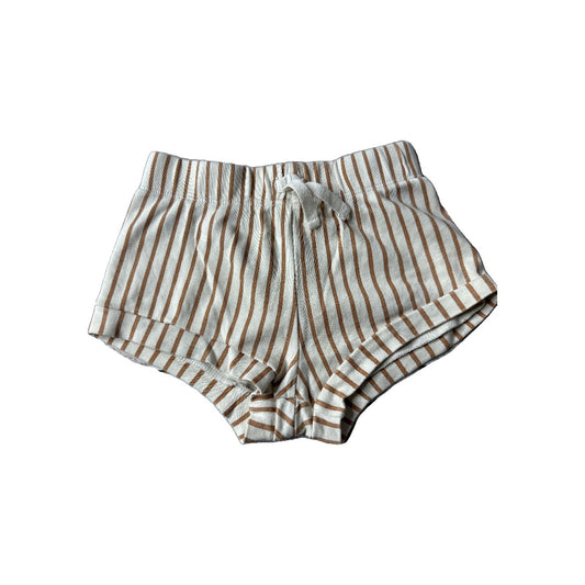 Colored Organics Girls Beige | Brown | Striped Shorts Size: 18-24 months Beige | Brown | Striped