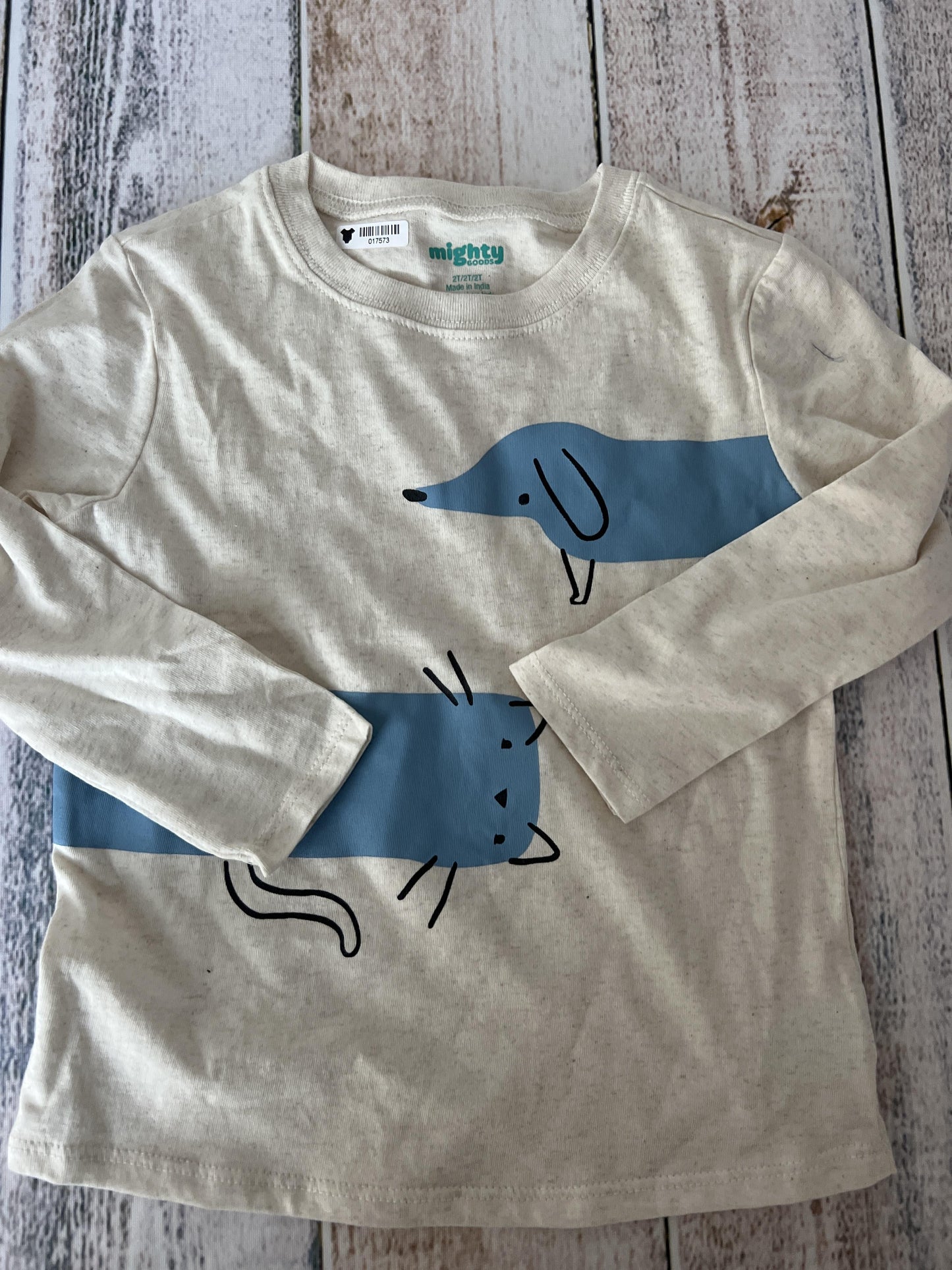Mighty Boys Beige | dog Long Sleeve Shirt Size: 3T Beige | dog