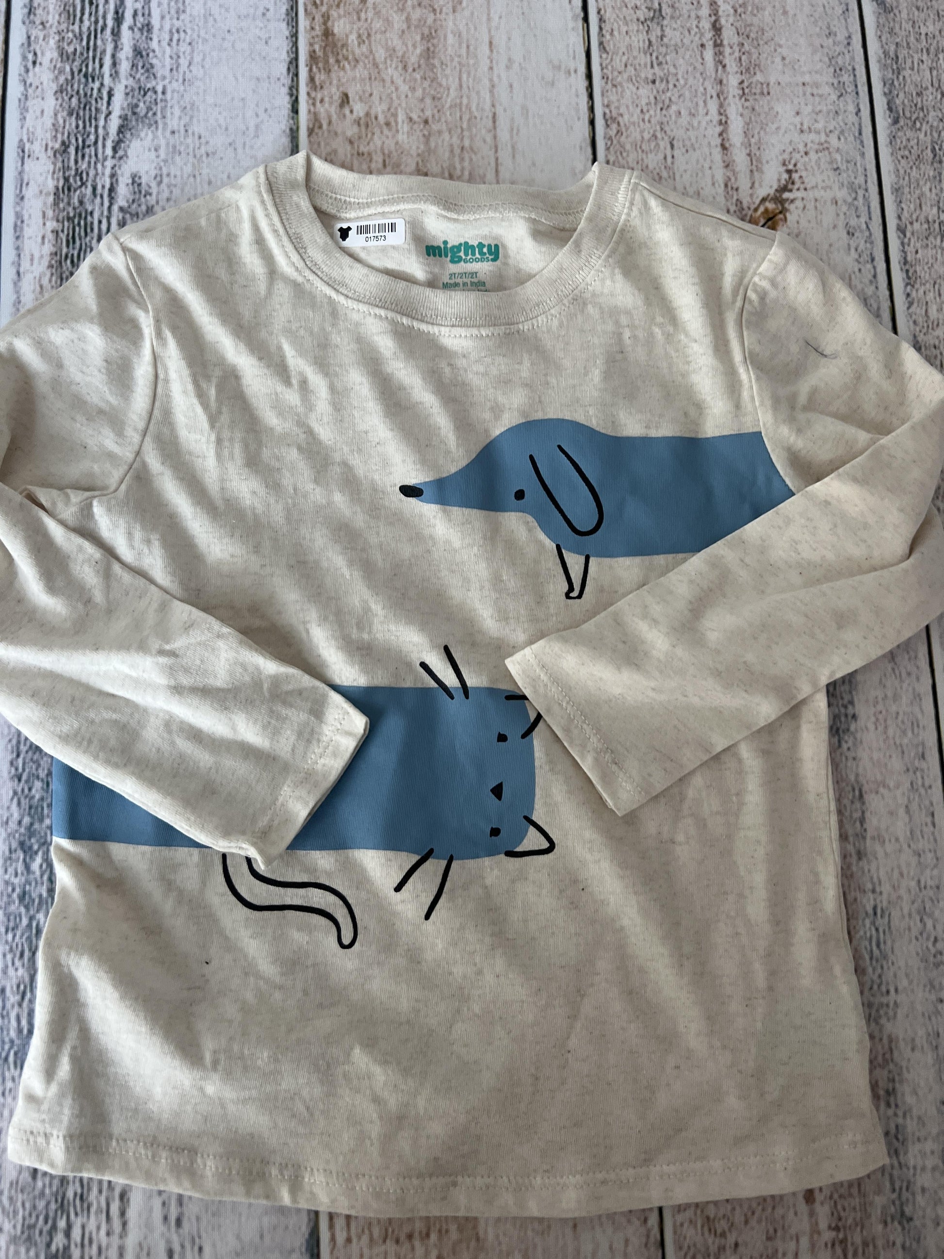Mighty Boys Beige | dog Long Sleeve Shirt Size: 3T Beige | dog