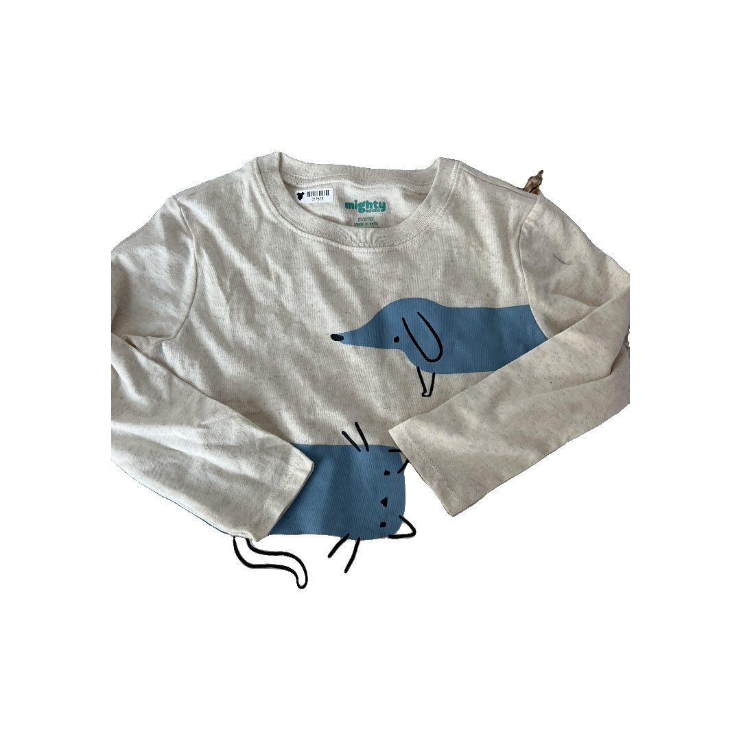 Mighty Boys Beige | dog Long Sleeve Shirt Size: 3T Beige | dog