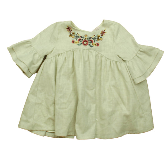 Catherine Malandrino Girls Beige Floral Dress Size: 18 Months Beige Floral