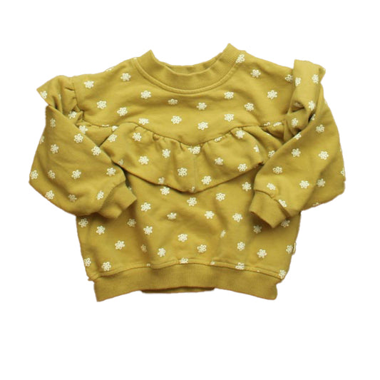 Quincy Mae Girls Beige Floral Long Sleeve Shirt Size: 6-12 Months