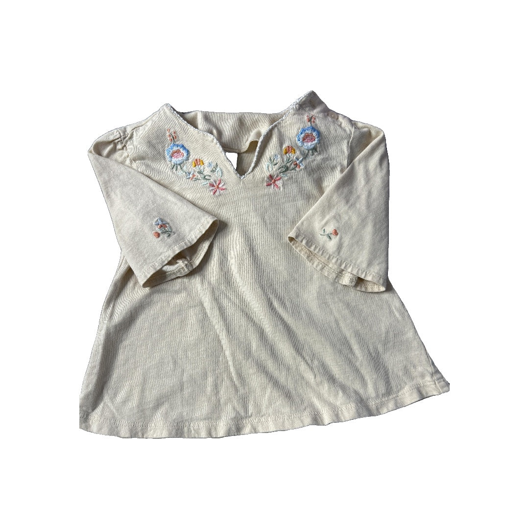Gap Girls Beige | Flowers Long Sleeve Shirt Size: 12-18 months Beige | Flowers
