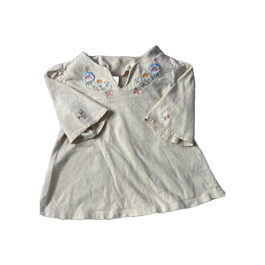 Gap Girls Beige | Flowers Long Sleeve Shirt Size: 12-18 months Beige | Flowers