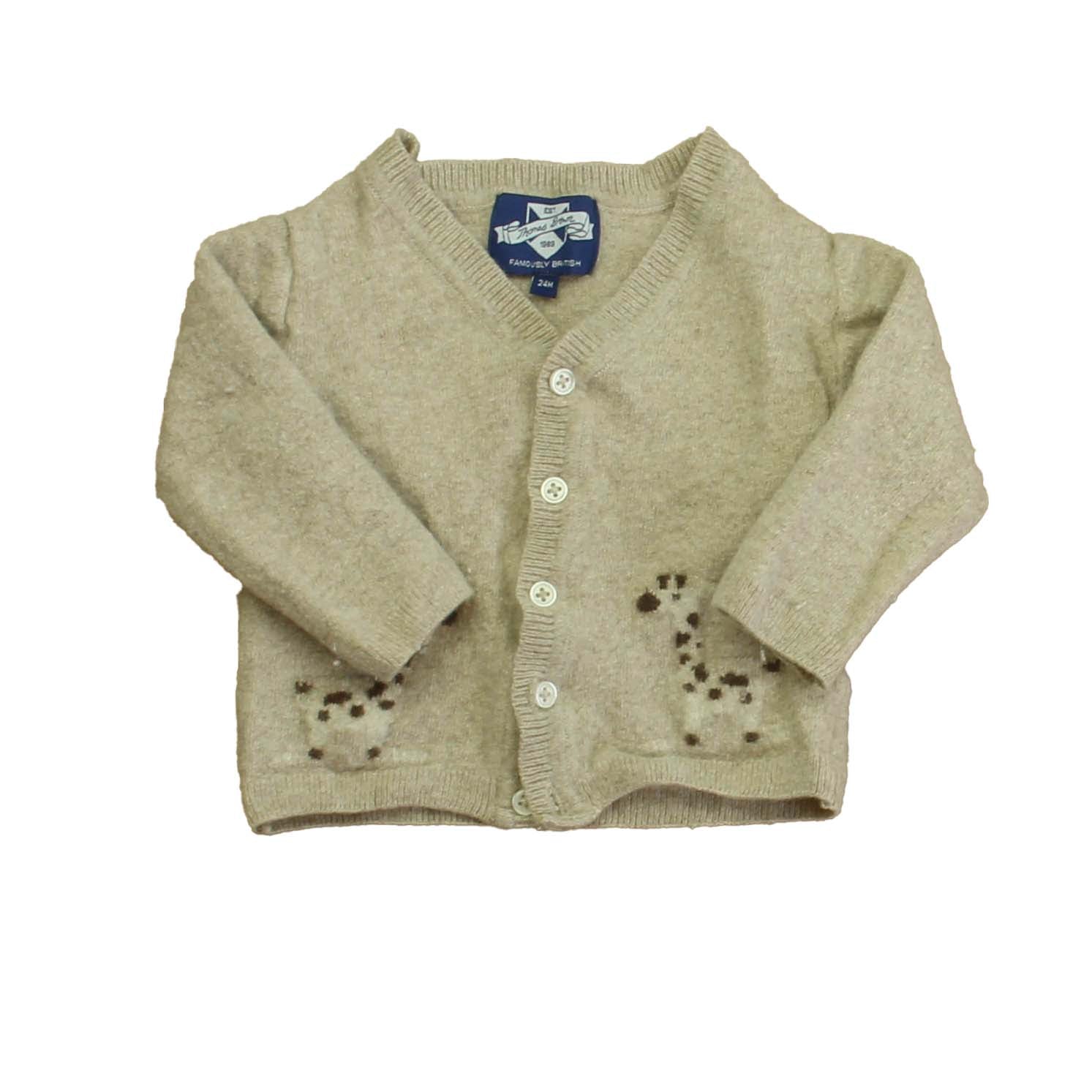 Thomas Brown Boys Beige Giraffe Cardigan Size: 24 Months Beige Giraffe