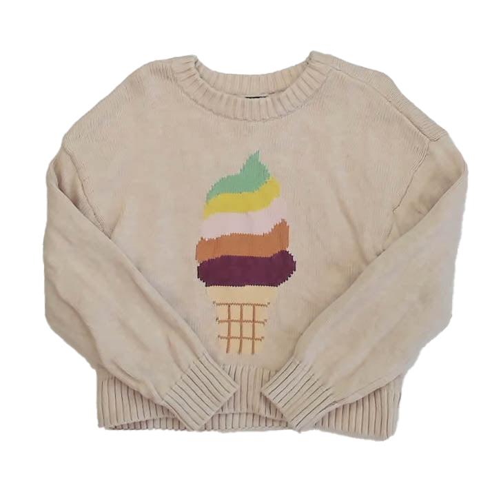 Tea Collection Girls Beige Ice Cream Sweater Size: 4-5T Beige Ice Cream