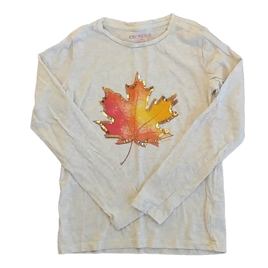 Crewcuts Girls Beige Leaf Long Sleeve T-Shirt Size: 8-9 Years Beige Leaf