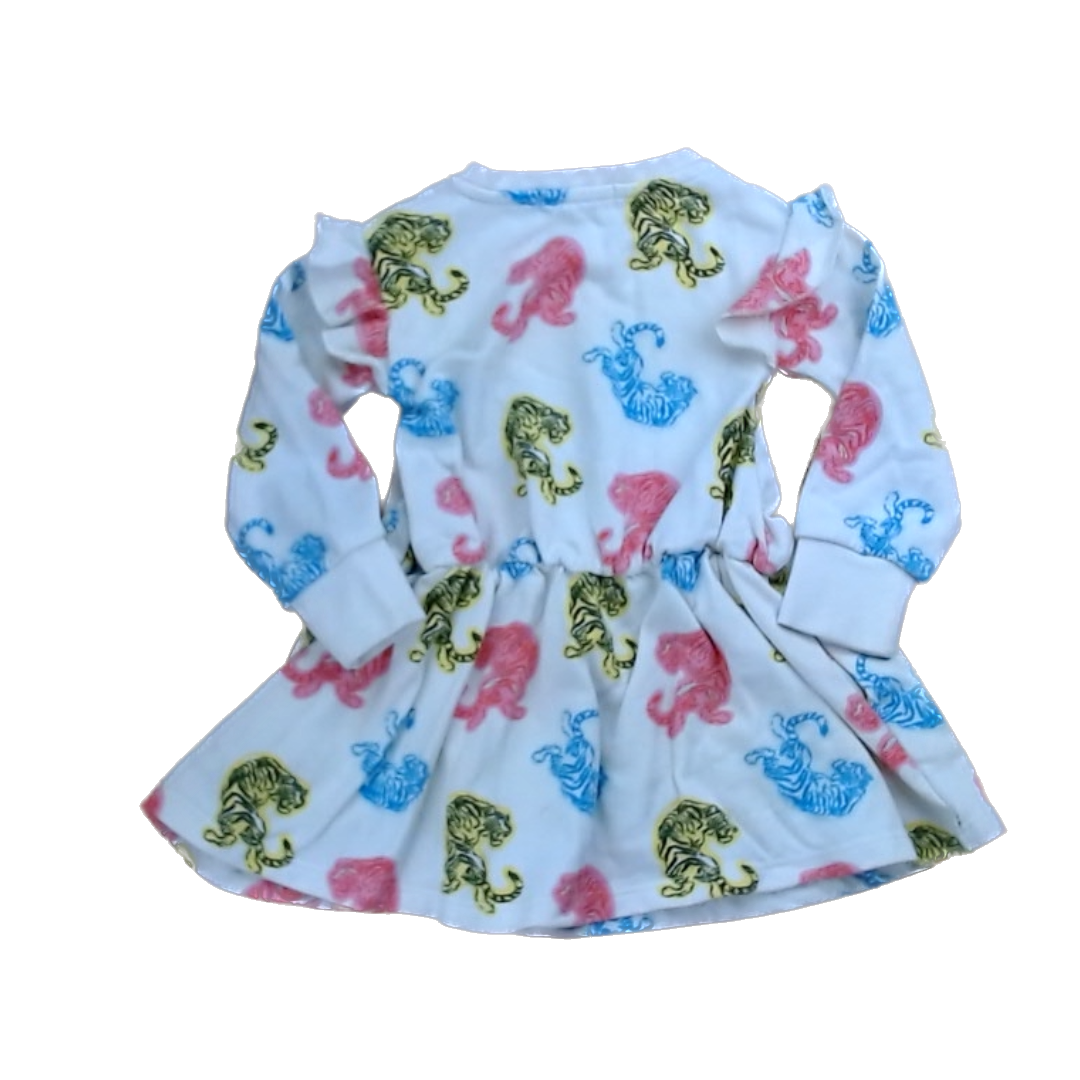 Rockets Of Awesome Girls Beige | Multicolored Tigers Dress Size: 2T Beige | Multicolored Tigers