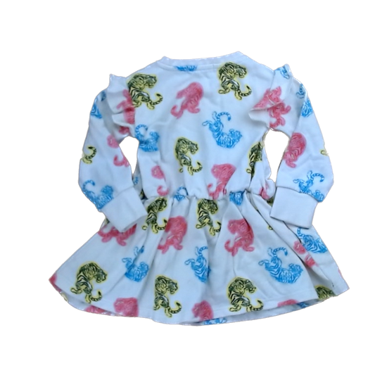 Rockets Of Awesome Girls Beige | Multicolored Tigers Dress Size: 2T Beige | Multicolored Tigers