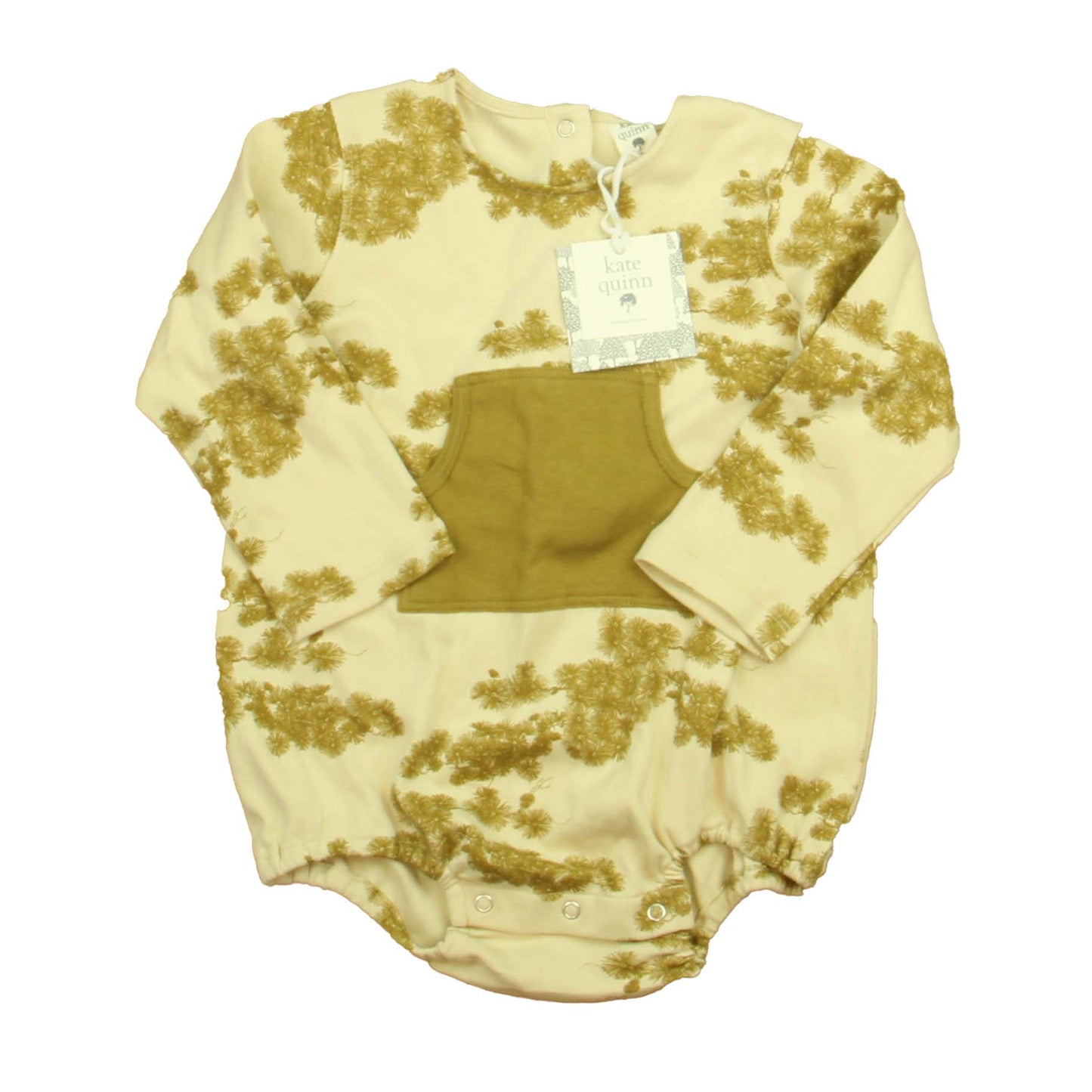 Kate Quinn Organics Girls Beige | Olive Floral Romper Size: 2T Beige | Olive Floral