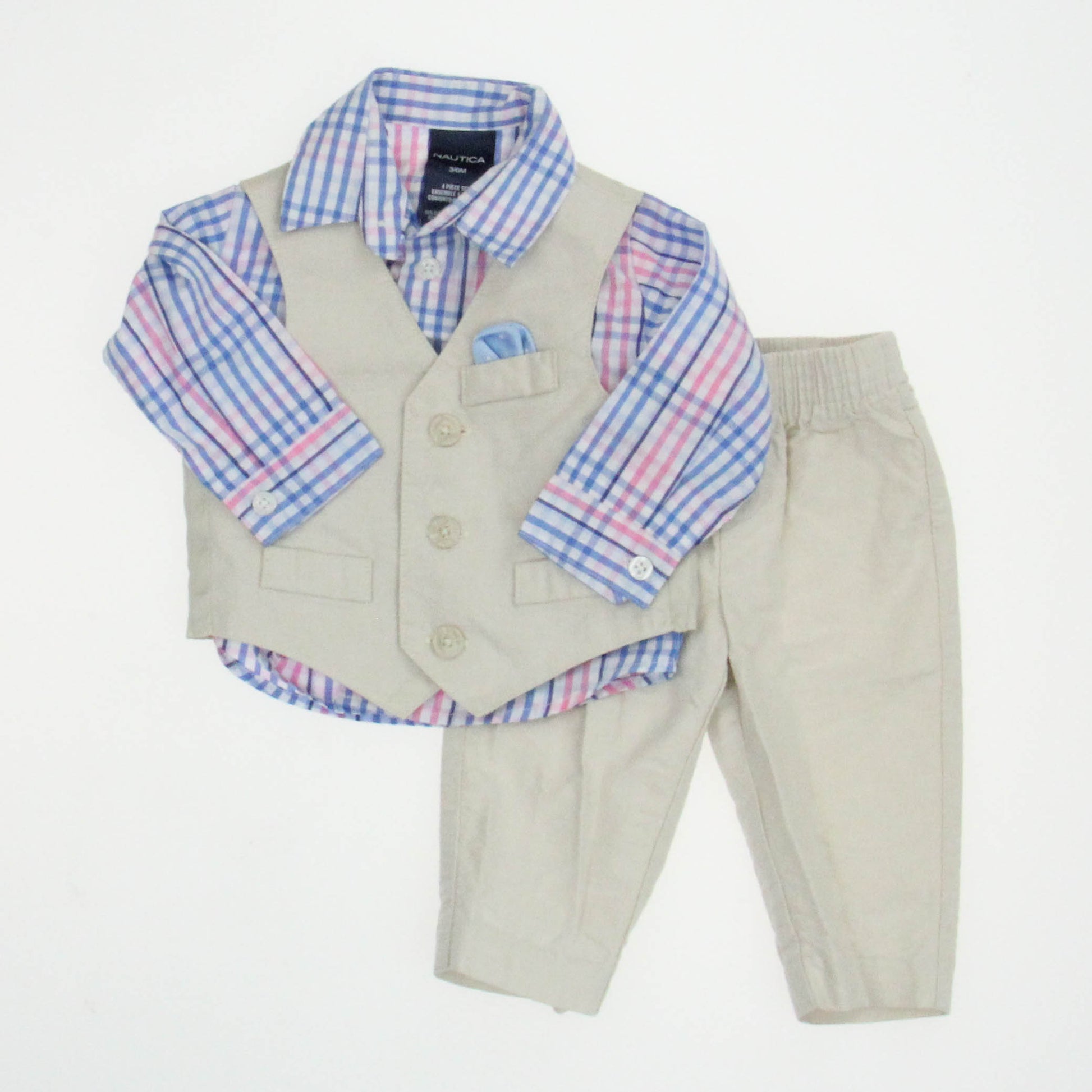 Nautica Boys Beige | Pink | Blue Apparel Sets Size: 3-6 Months Beige | Pink | Blue