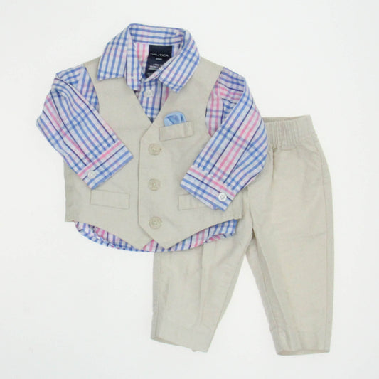 Nautica Boys Beige | Pink | Blue Apparel Sets Size: 3-6 Months Beige | Pink | Blue