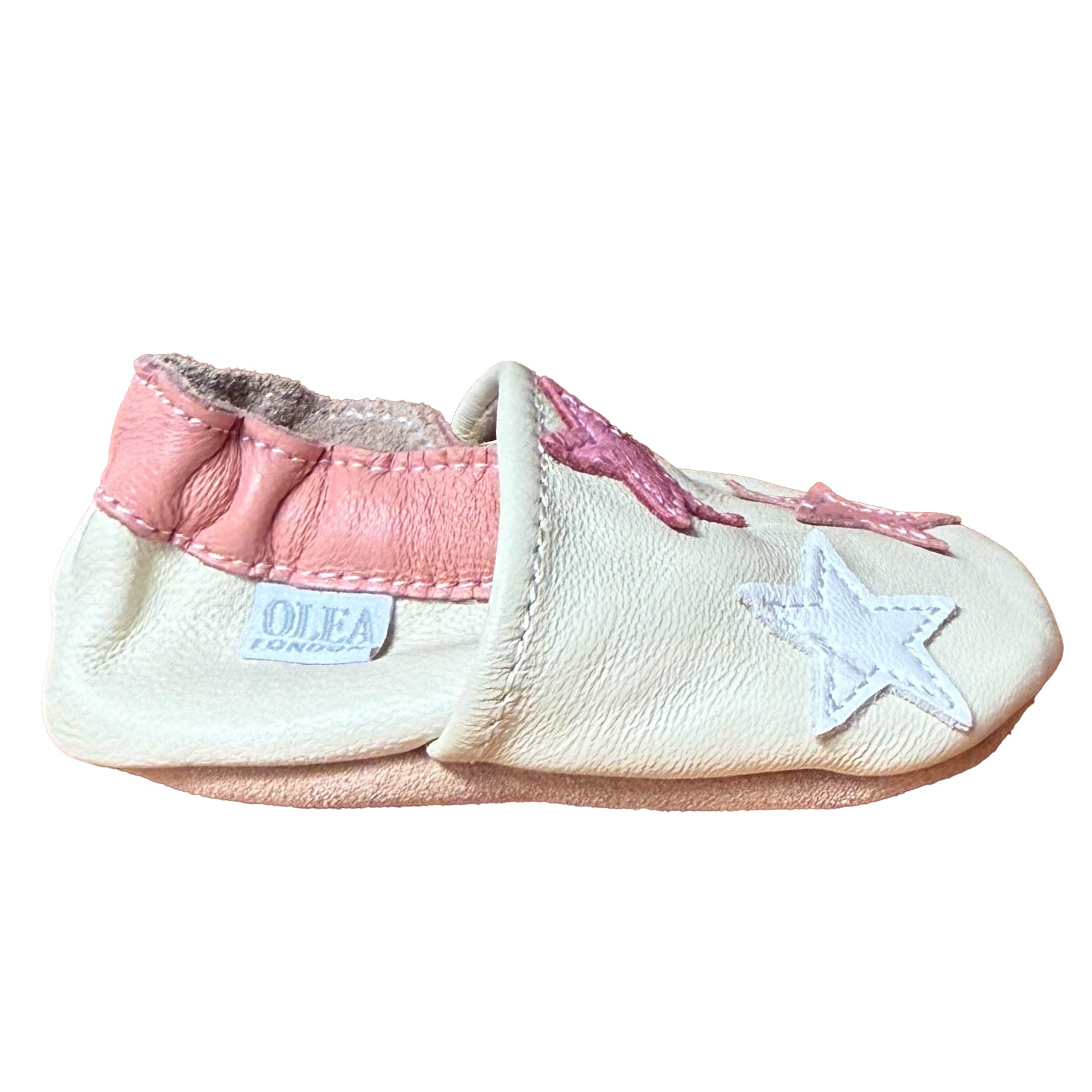 Olea London Girls Beige Stars Shoes Size: 0-6 Months Beige Stars