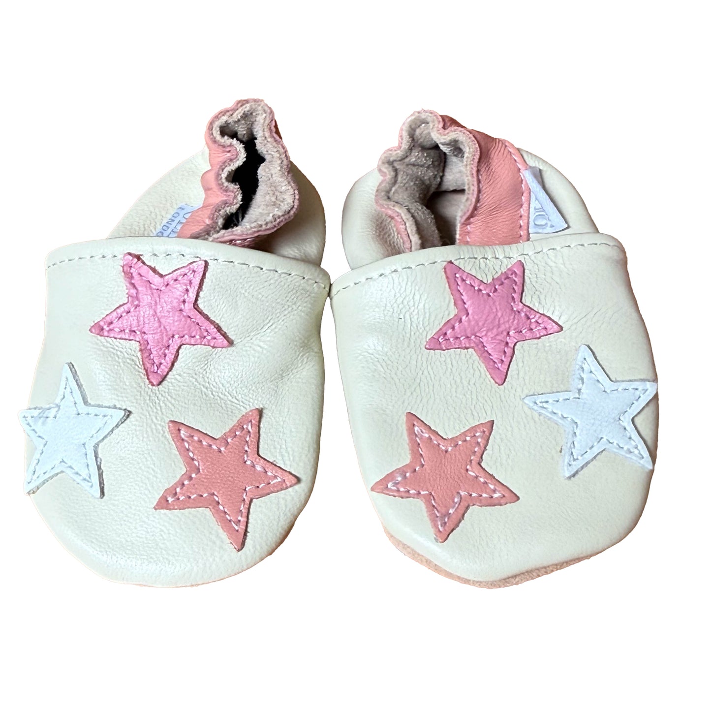 Olea London Girls Beige Stars Shoes Size: 0-6 Months Beige Stars