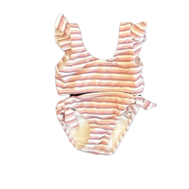Rylee + Cru Girls Beige Stripe 2-piece Swimsuit Size: 4-5T Beige Stripe