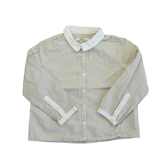 Jacadi Boys Beige Stripe Button Down Long Sleeve Size: 2T