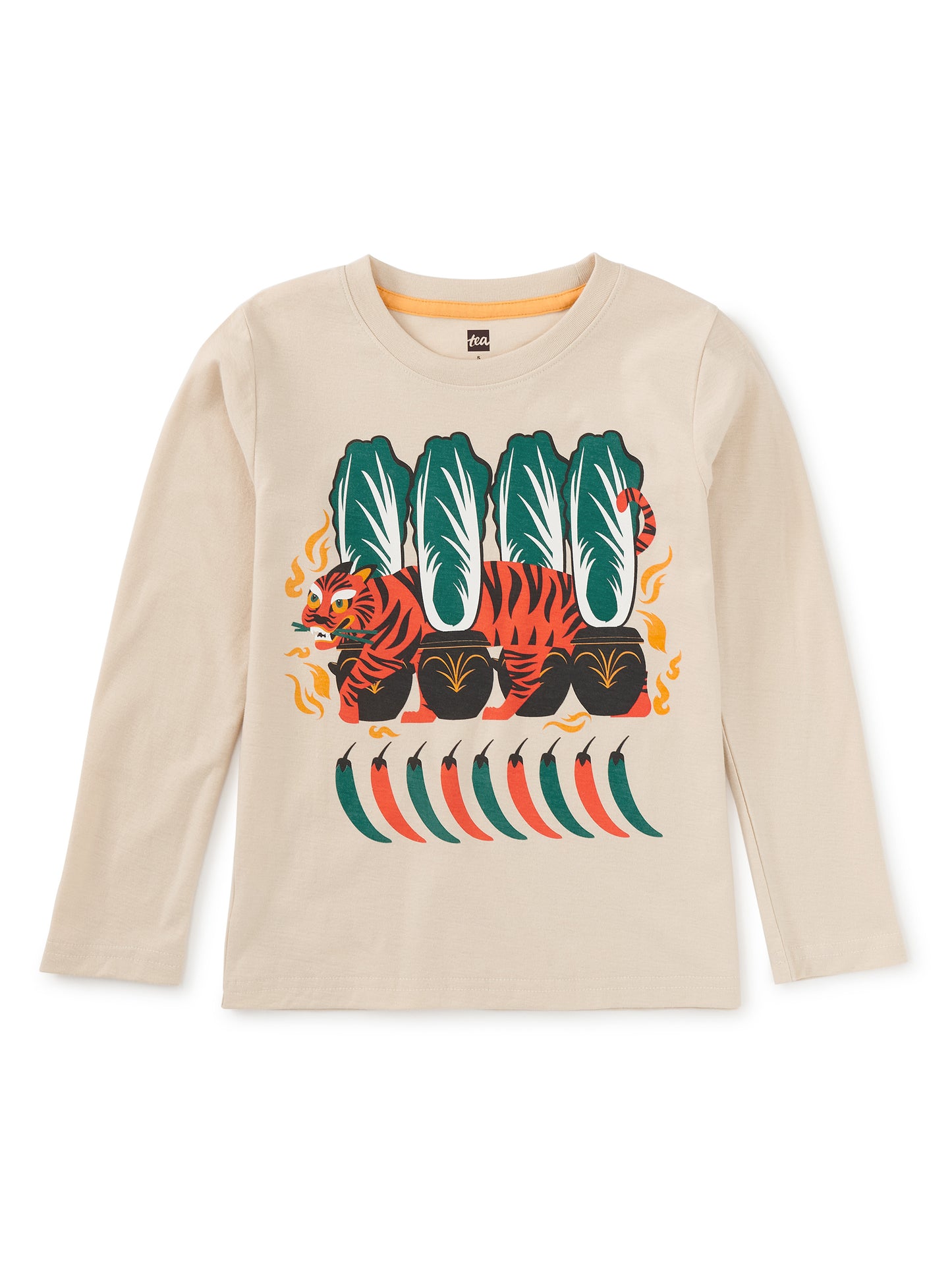 Tea Collection Boys Beige Tiger Long Sleeve T-Shirt Size: 5T Beige Tiger