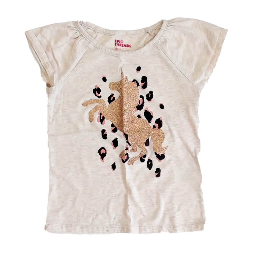 Epic Threads Girls Beige Unicorn T-Shirt Size: 6 Years Beige Unicorn