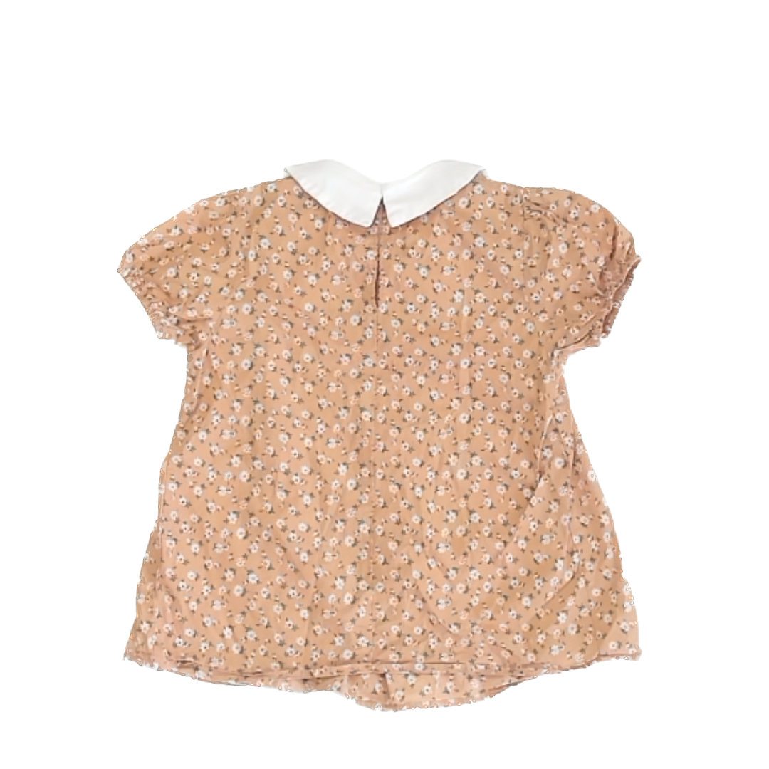 Shein Girls Beige | White Floral Shirt Size: 6 Years Beige | White Floral