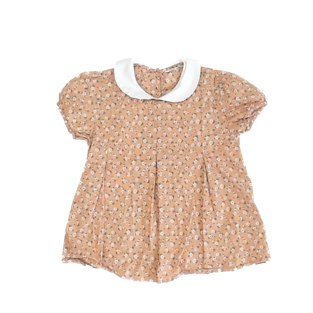 Shein Girls Beige | White Floral Shirt Size: 6 Years Beige | White Floral