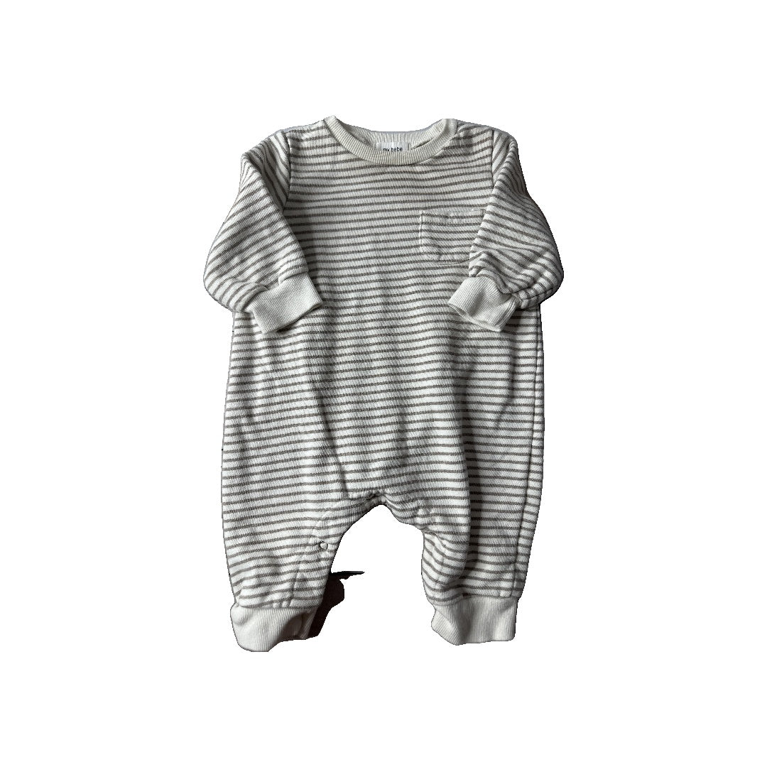 My Bebe Boys Beige | White | Stripe Long Sleeve Outfit Size: 12M Beige | White | Stripe