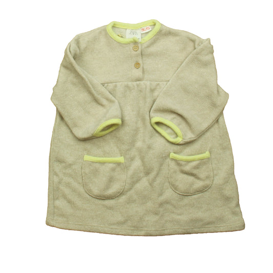 Zara Girls Beige | Yellow Sweater Dress Size: 9-12 Months Beige | Yellow