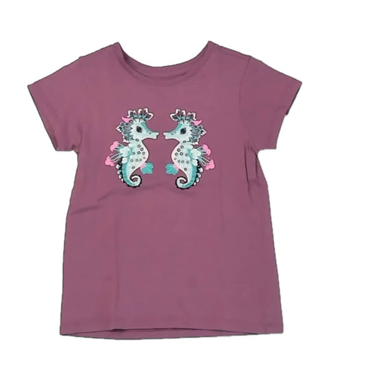 Tea Collection Girls Berry Seahorse T-Shirt Size: 5T Berry Seahorse