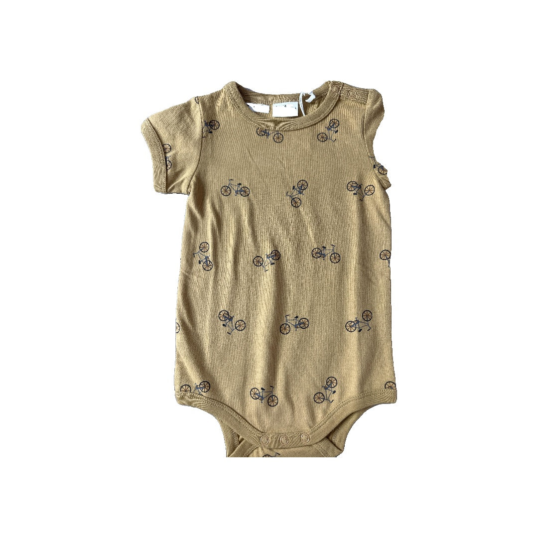 City Mouse Unisex Bicycles Button Down Short Sleeve Size: 9-12 Months Bicycles