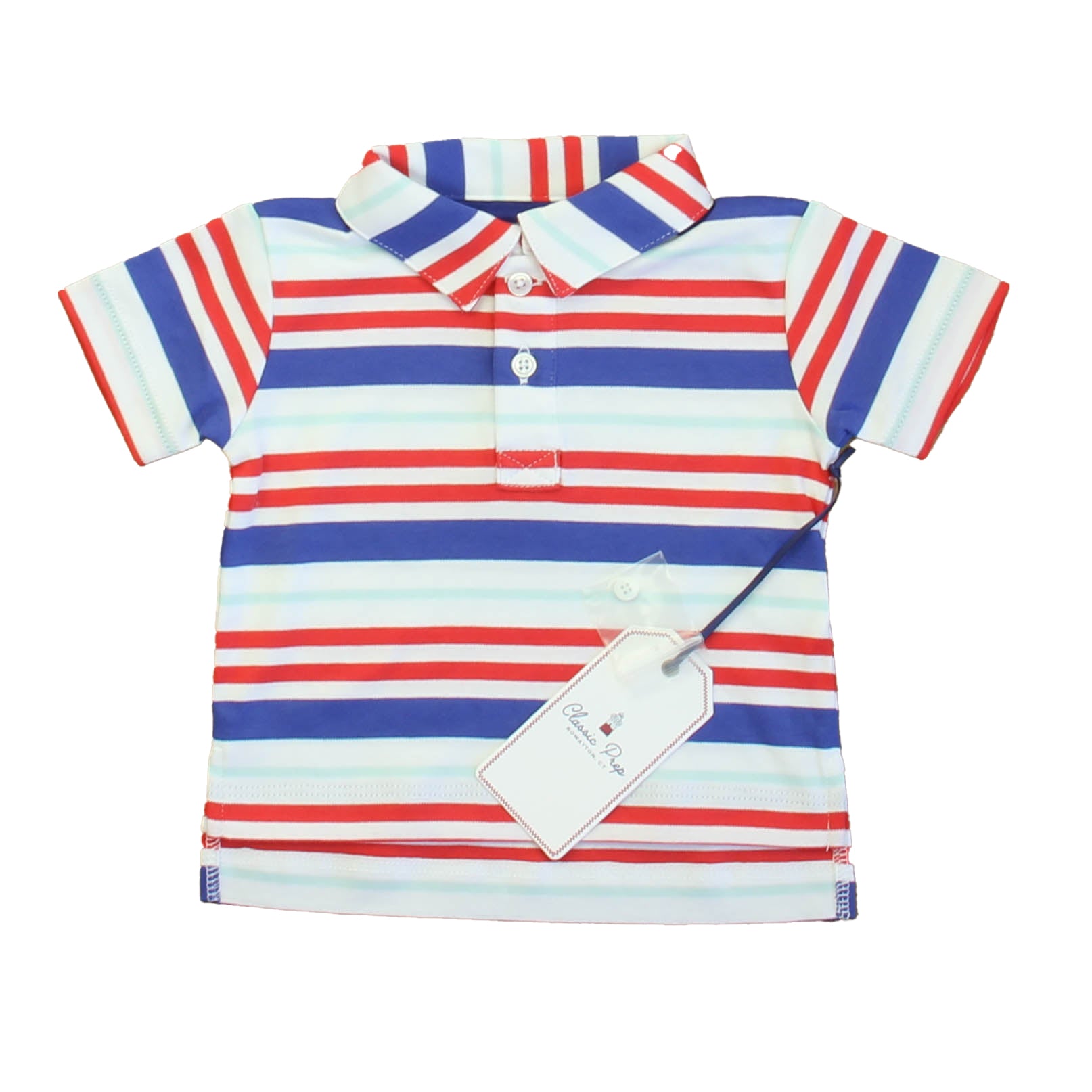 Classic Prep Boys Bittersweet Multistripe Polo Shirt Size: 6-9 Months Bittersweet Multistripe