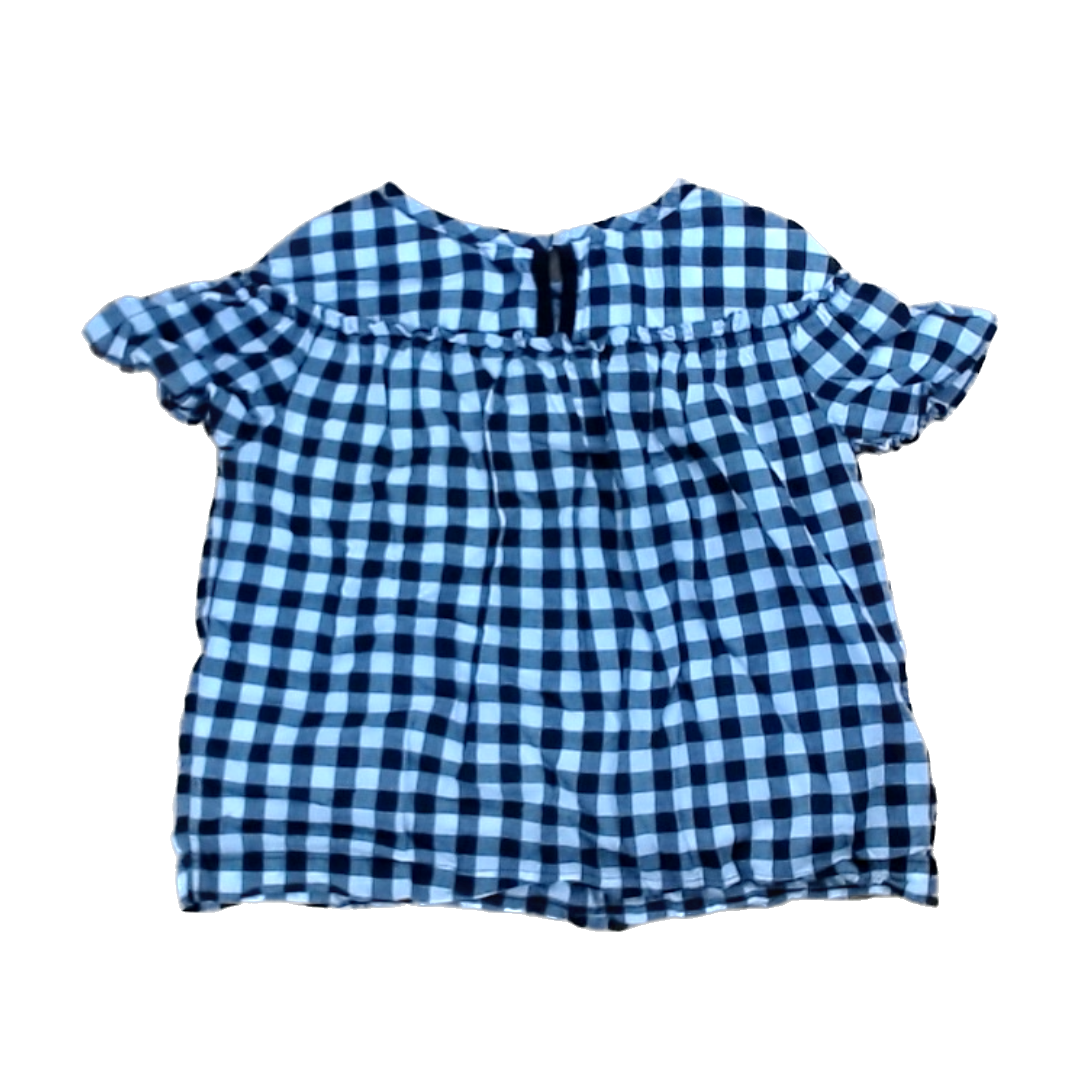Rockets Of Awesome Girls Black and White Checkered Short Sleeve Shirt Size: 7 Years Black and White Checkered