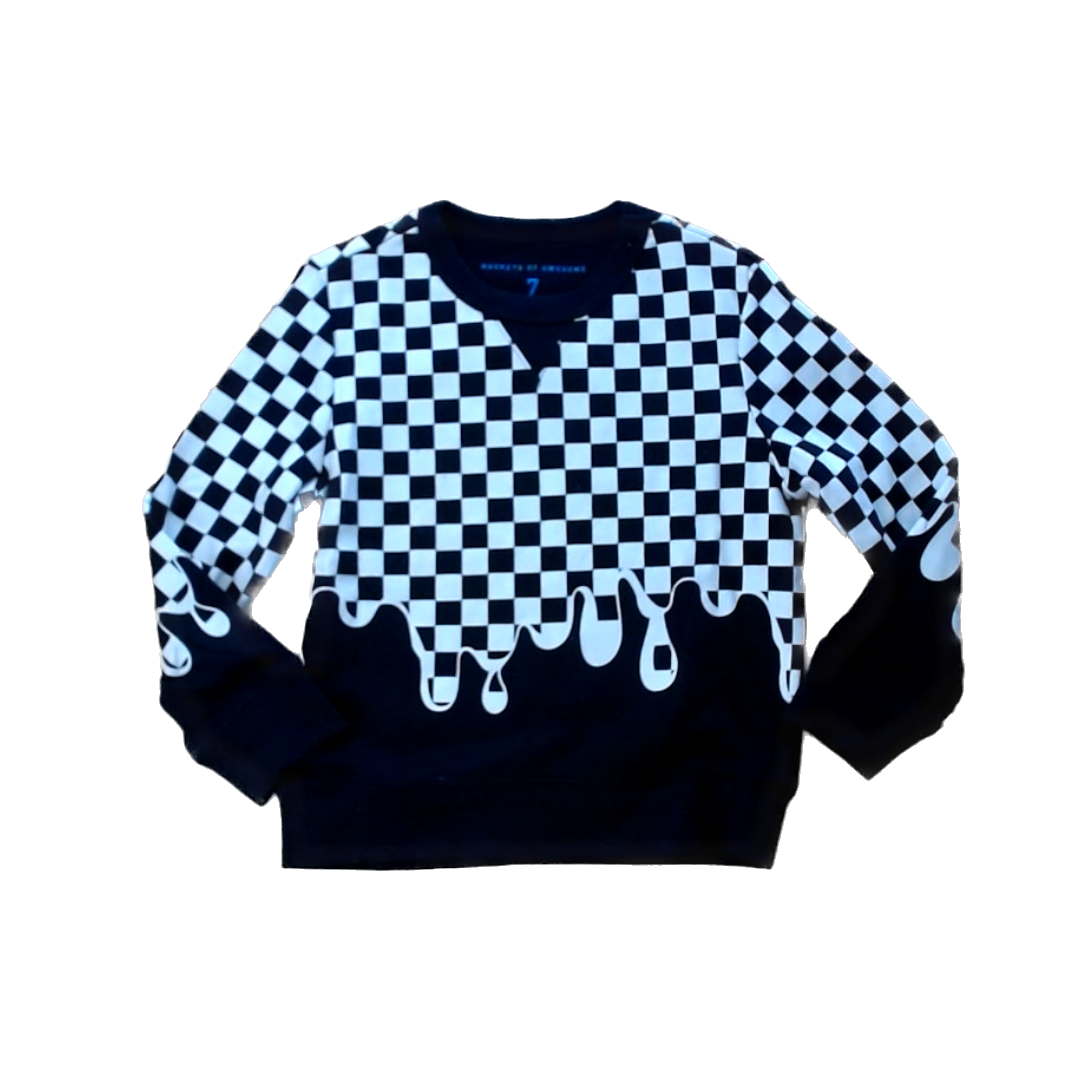 Rockets Of Awesome Boys Black and White Checkered Sweater Size: 7 Years Black and White Checkered