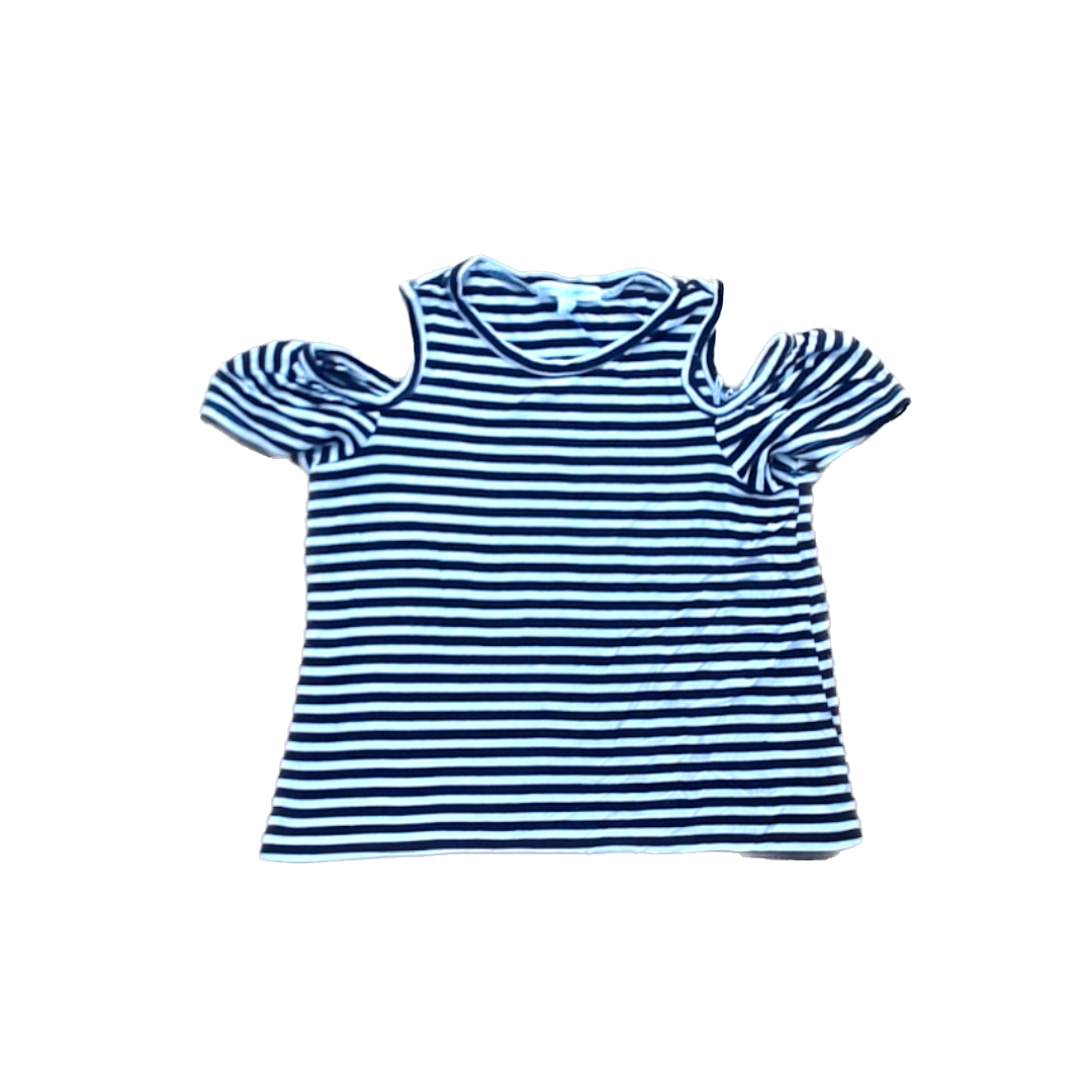 Rockets Of Awesome Girls Black and White Stripe | Cold Soulder Shirt Size: 4T-5T Black and White Stripe | Cold Soulder