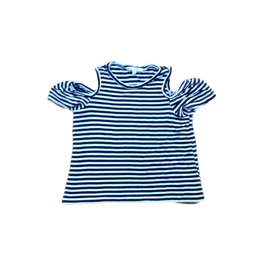 Rockets Of Awesome Girls Black and White Stripe | Cold Soulder Shirt Size: 4T-5T Black and White Stripe | Cold Soulder