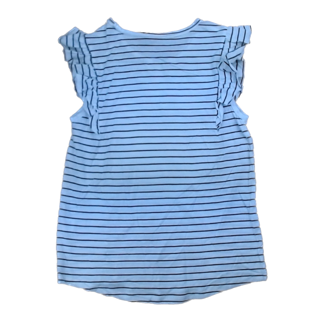Rockets Of Awesome Girls Black and White Stripe | Pink Sequin Design Tank Top Size: 10-12 Years Black and White Stripe | Pink Sequin Design