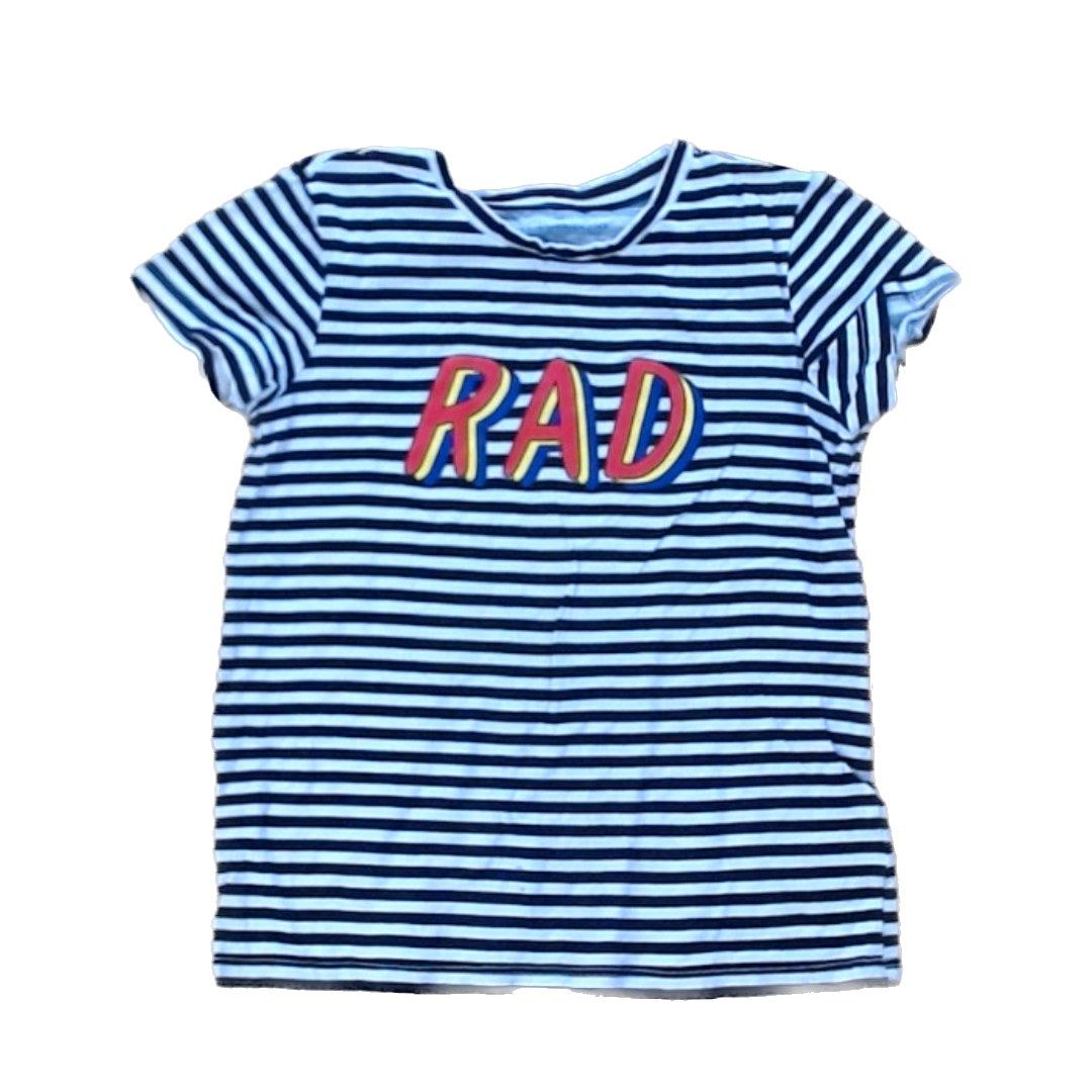 Rockets Of Awesome Girls Black and White Stripe | RAD Short Sleeve Shirt Size: 8 Years Black and White Stripe | RAD