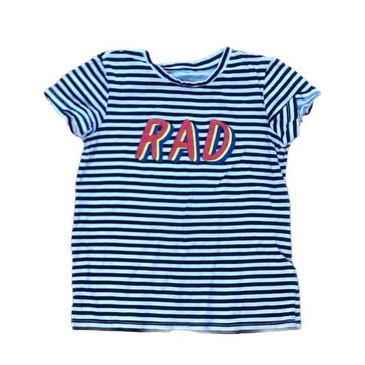 Rockets Of Awesome Girls Black and White Stripe | RAD Short Sleeve Shirt Size: 8 Years Black and White Stripe | RAD