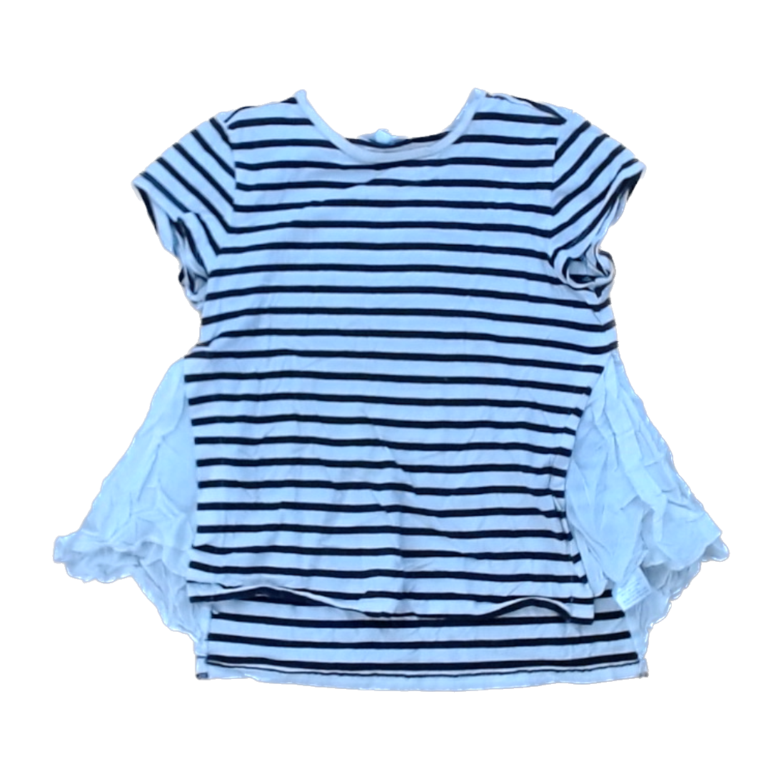 Rockets Of Awesome Girls Black and White Stripe | White Flow Siding Short Sleeve Shirt Size: 6 - 7 Years Black and White Stripe | White Flow Siding