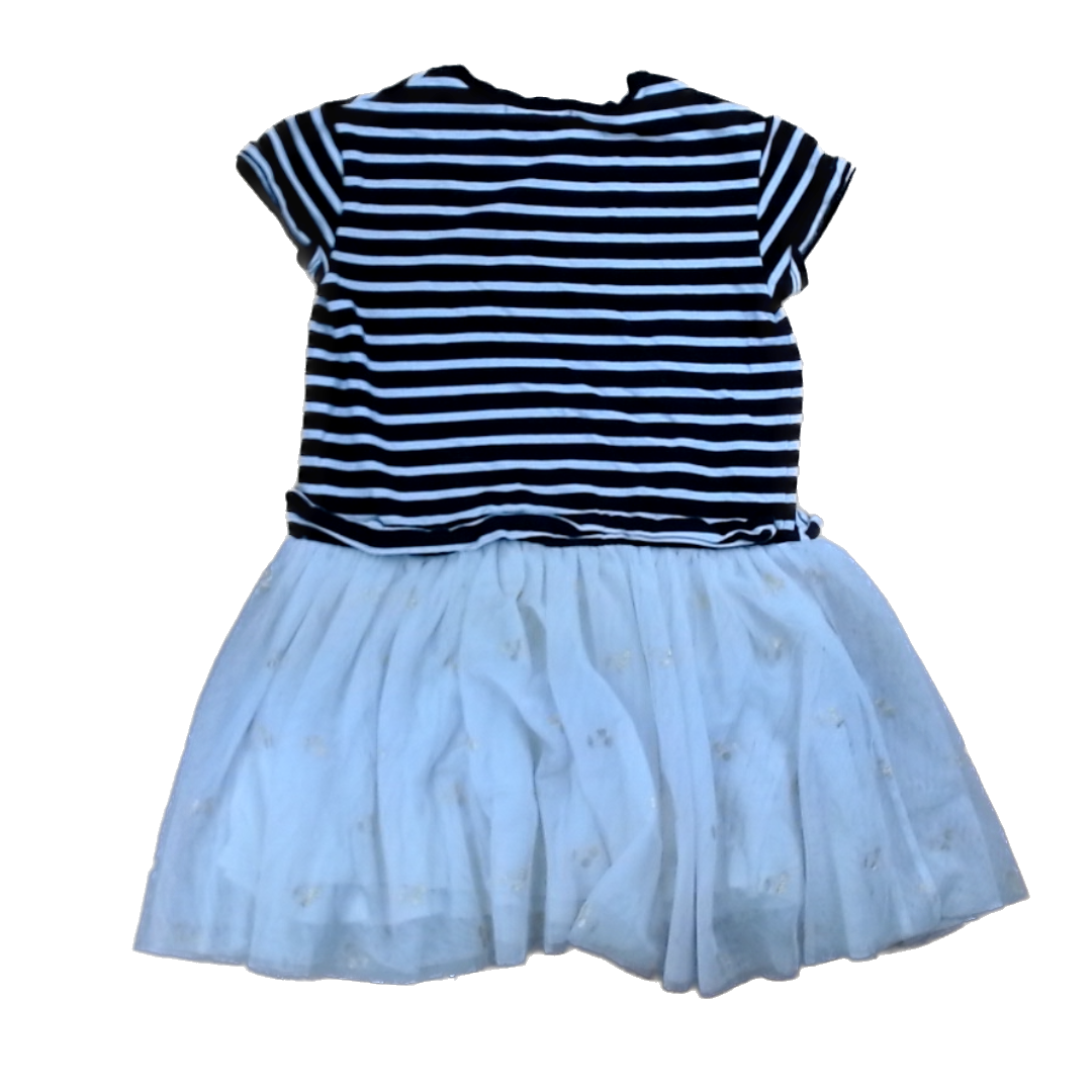 Rockets Of Awesome Girls Black and White Stripes | Beige Skirt Dress Size: 6-7 Years Black and White Stripes | Beige Skirt