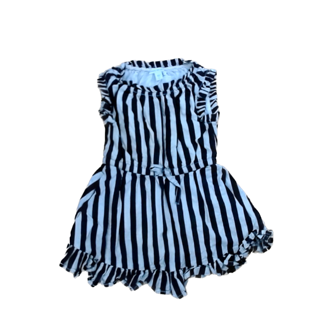 Rockets Of Awesome Girls Black | Beige Sripes Dress Size: 2T Black | Beige Sripes