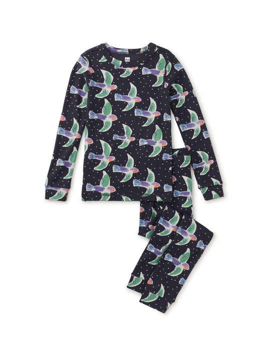 Tea Collection Boys Black Birds 2-piece Pajamas Size: 6-9 Months Black Birds