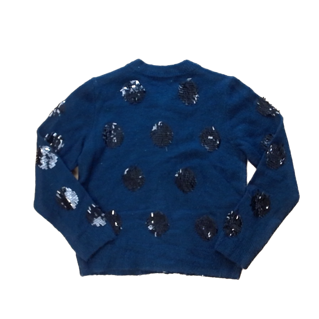 Rockets Of Awesome Girls Black | Black Sequin Dots Sweater Size: 8 Years Black | Black Sequin Dots