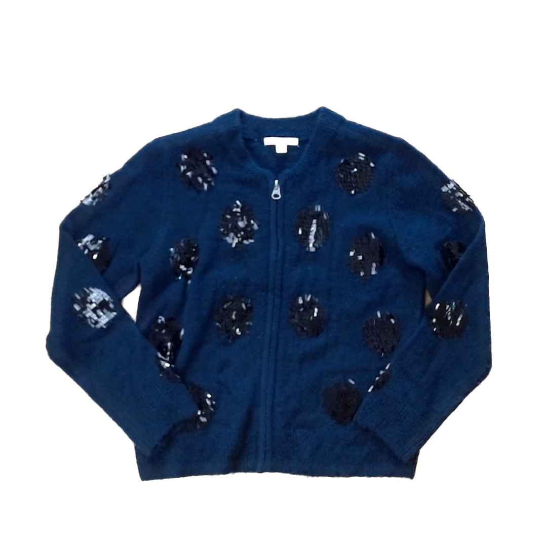 Rockets Of Awesome Girls Black | Black Sequin Dots Sweater Size: 8 Years Black | Black Sequin Dots
