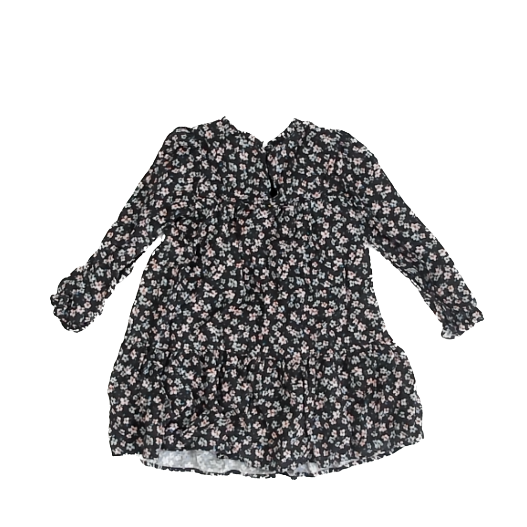 Zara Girls Black | Blue & Pink Floral Dress Size: 18-24 Months Black | Blue & Pink Floral