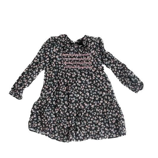 Zara Girls Black | Blue & Pink Floral Dress Size: 18-24 Months Black | Blue & Pink Floral