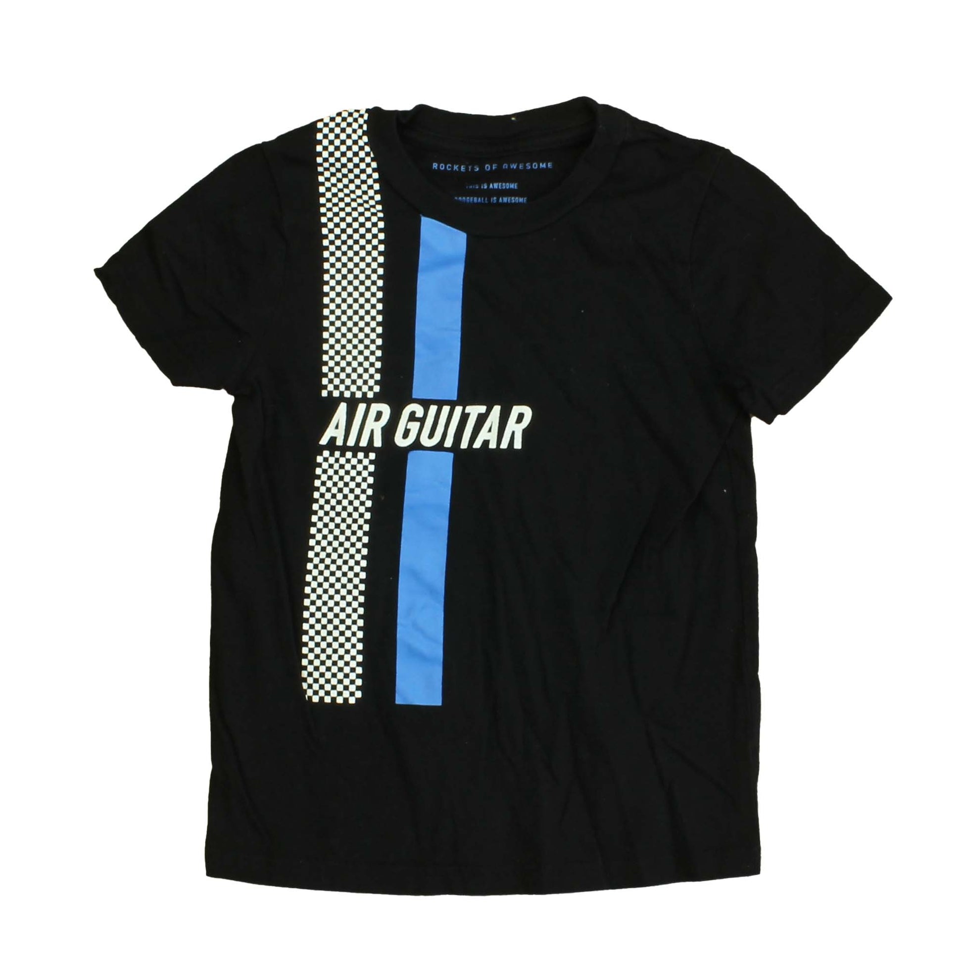 Rockets Of Awesome Boys Black | Blue | White | Air Guitar T-Shirt Size: 4-5T Black | Blue | White | Air Guitar