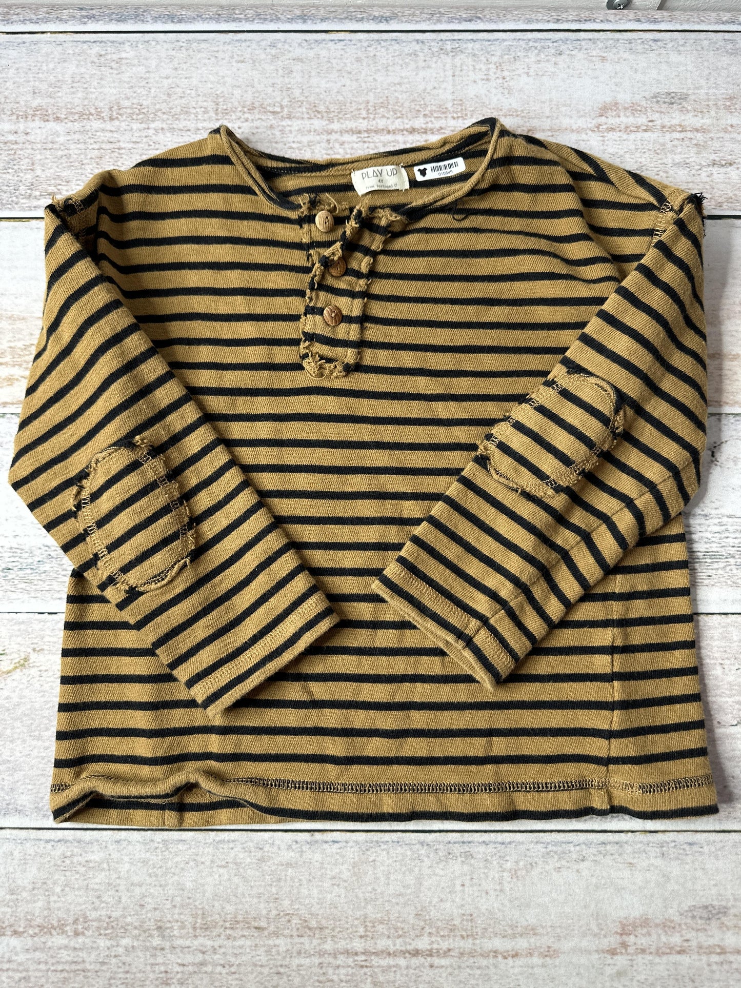 Play Up Unisex Black | Brown | Stripe Long Sleeve T-Shirt Size: 4T Black | Brown | Stripe