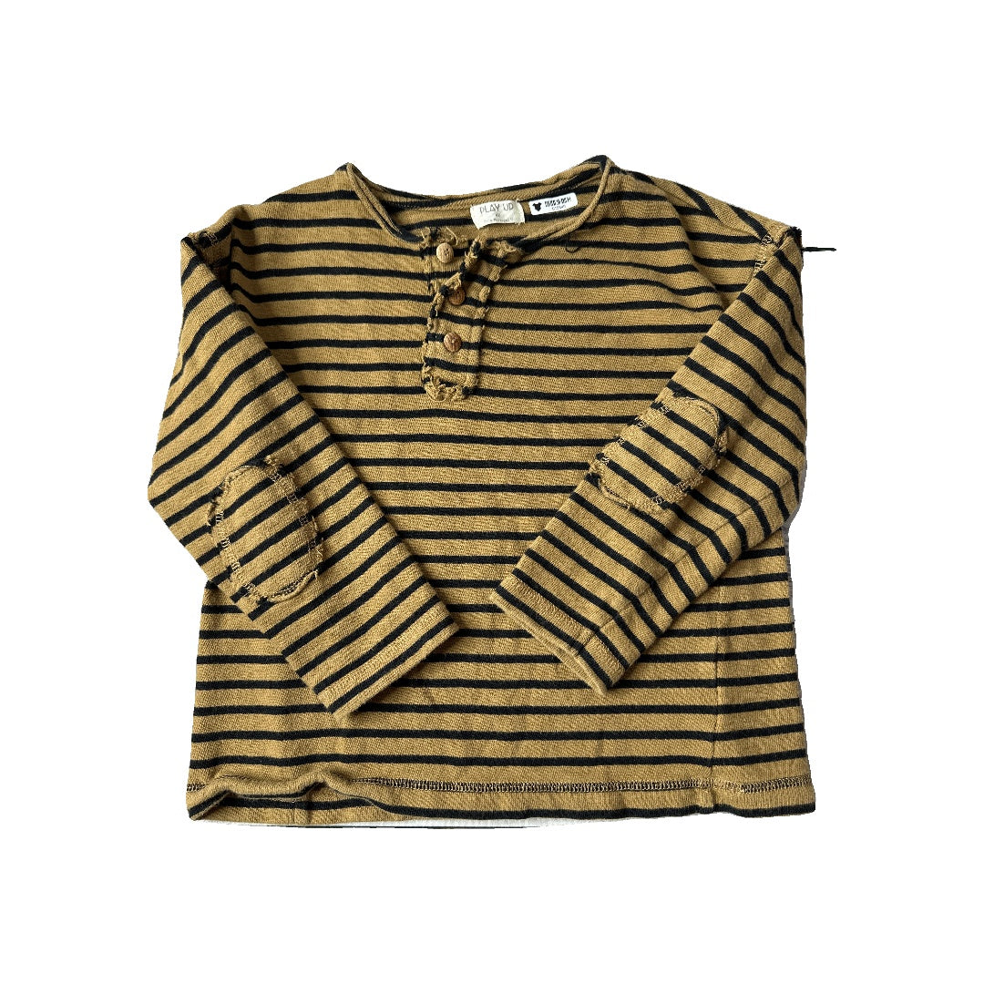 Play Up Unisex Black | Brown | Stripe Long Sleeve T-Shirt Size: 4T Black | Brown | Stripe